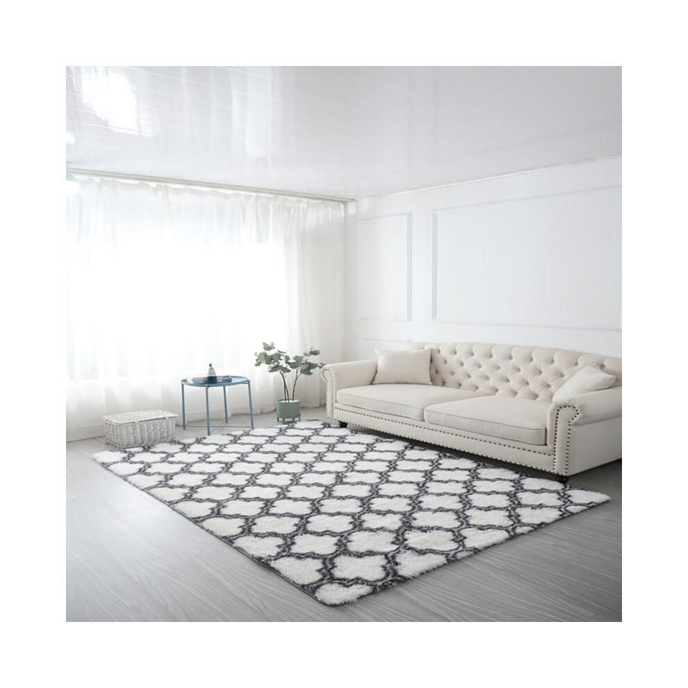 JANDEL 120*200CM Fluffy Bedroom Rugs Shaggy Geometric Design Area Rug for Girls Baby Room Kids Living Room