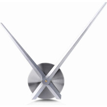 Large silver wall clock 31.5 cm without numbers DIY frameless clock movement with long hands
