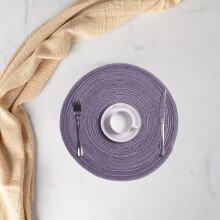 Natural Woven Placemats Set, Round Rattan Water Hyacinth, Farmhouse Rustic Braided Mats for Dining Table, Home, Wedding Decor