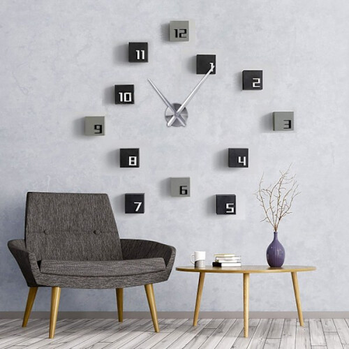 Large silver wall clock 31.5 cm without numbers DIY frameless clock movement with long hands 2