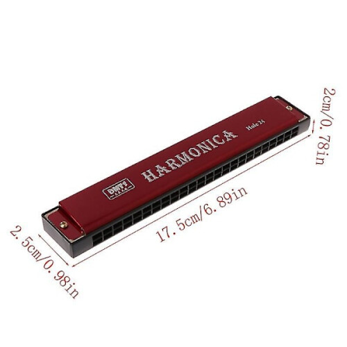 24-Hole Metal Harmonica Professional Harmonica for Beginners Black 2