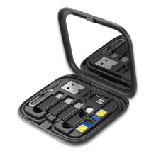 Étui de câble 9 en 1 avec charge rapide 60 W, adaptateur USB et boîte de rangement, compatible avec de nombreux appareils