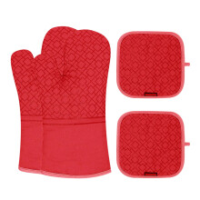 Gants de cuisine Cailmei pour four à micro-ondes, protection thermique incluse, rouge, taille unique.