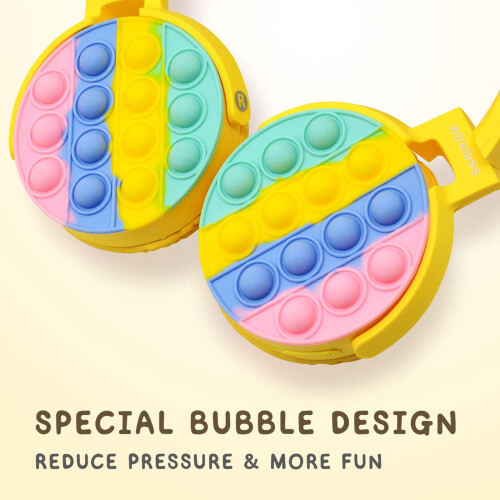 Ακουστικά Fidget για παιδιά, ασύρματα ακουστικά Bluetooth Pop Bubble On-Ear, σε χρώμα ουράνιου 2