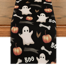 Τραπεζομάντιλο με ακουαρέλα Smile Cute Ghost Halloween 13x72 Μαύρο