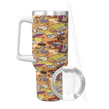 Hey Arnold Thermosbecher aus Edelstahl mit Griff, 1,2 Liter Fassungsvermögen, für heiße und kalte Getränke.