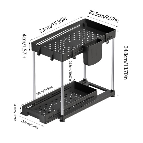Txmfgh Kitchen Pull Out Under Sink Shelf Multi-Layer Storage Rack Multi-Functional Bathroom Layered Spice Storage 2