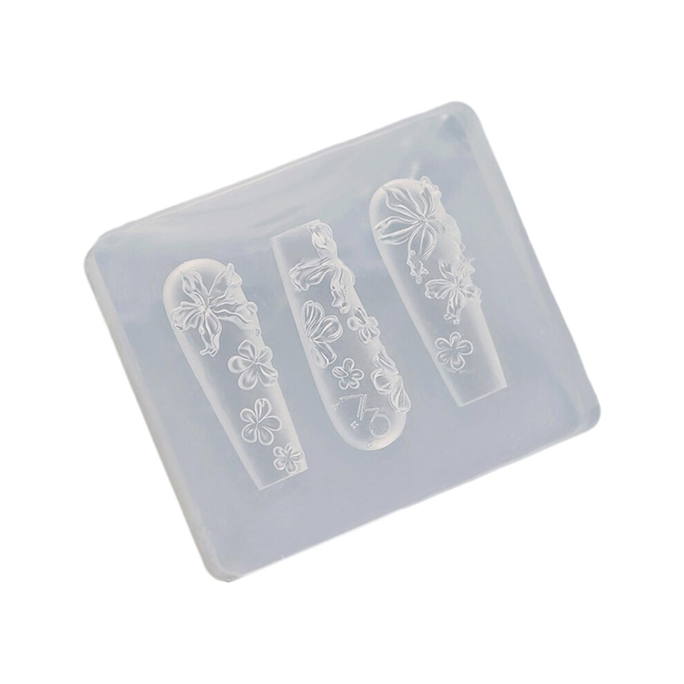 Nail Art Stencils with 3D Butterfly and Flower Mold, Reusable Gel Manicure Stamping Plate