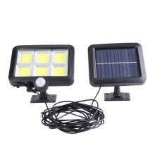 Applique murale solaire à détecteur de mouvement COB Split Super Bright120 LED pour extérieur, étanche IP65, avec câble d'extension de 5 m.