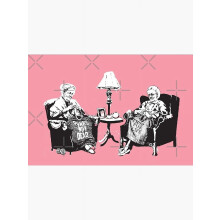 Pochoir graphique Banksy représentant des grand-mères tricotant des pulls, art moderne, décoration sans cadre