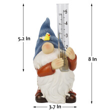 Kerstdecoratie: 1 tuinkabouterbeeldje met glazen regenmeterbuis, decoratie voor tuin, schutting, terras, gazon en veranda.