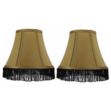 Abat-jour cloche en soie Urbanest, 12,7 x 22,9 x 17,8 cm, doré avec franges noires, lot de 2