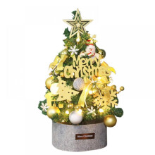 60 cm mini-kerstboom met ledverlichting, versieringen en ster als top - kunstkerstboom voor op tafel, ideaal als kerstdecoratie of cadeau.