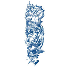 7 Sheets Large Temporary Tattoo Stickers, Waterproof Sailing Boat and Wolf Designs for All Ages