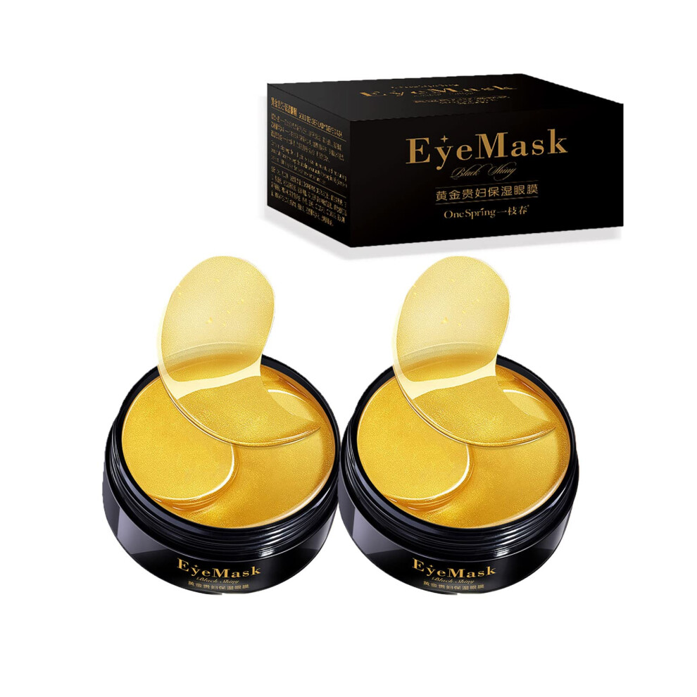 Gold/Dark Under Eye Patches 24K Collagen Eye Masks For Circles Puffiness Wrinkles Hydrating 2Pc