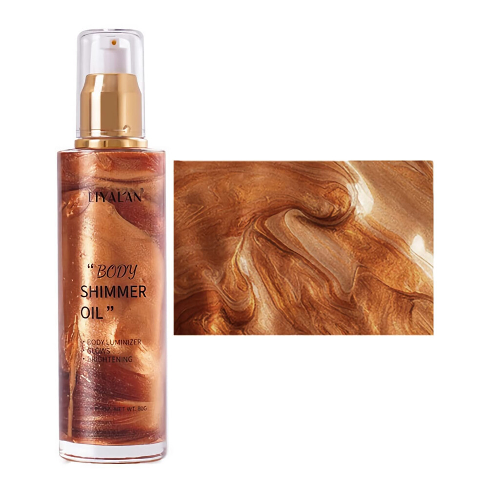 Gold Body Highlighter Shimmer Body Oil With Instant Metallic Glow For Face And Body (#03 Bronze )