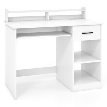 Birou cu stație de încărcare, tavă pentru tastatură, sertar și raft reglabil, alb 105 x 55 x 89 cm