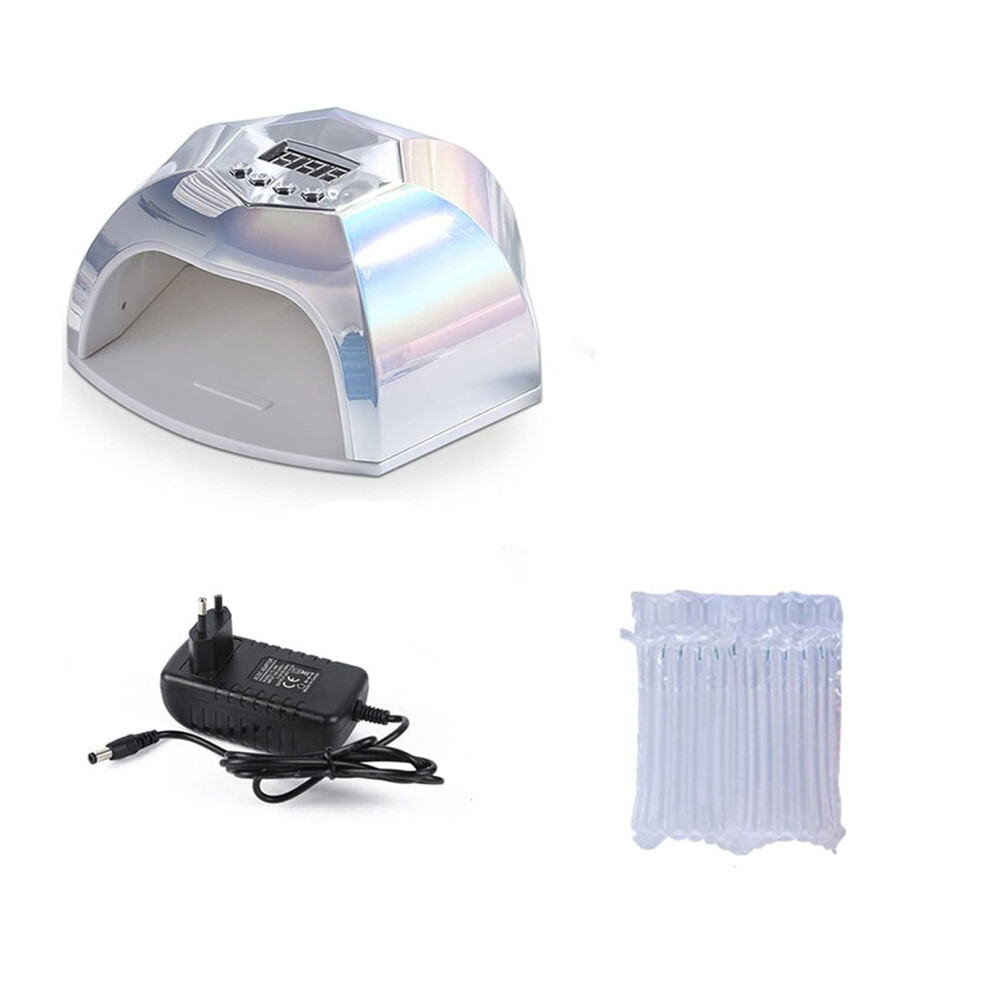 84W UV LED Nail Lamp Gel Nail Dryer with Timer Smart Sensor FullHand Quick Curing Silvery