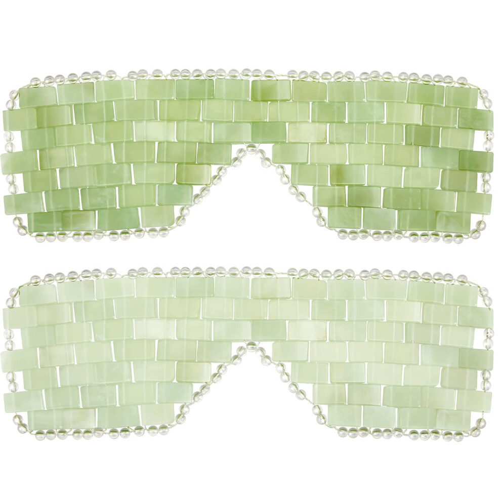 Green/White 2 Pcs Jade Eye Mask Natural Stone Cooling Relief For Puffiness, Migraine And Relaxation (, )