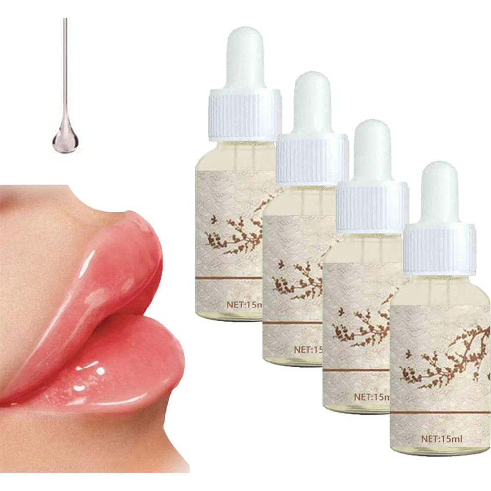 Lip Plumper Set with Instant Volume and Hydration, Natural Plumping Lip Oil Serum, 4Pcs