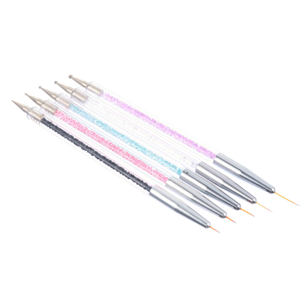 5pcs DualEnded Nail Art Brush Pens with Precision Fine Tip for Manicure and Detail Drawing