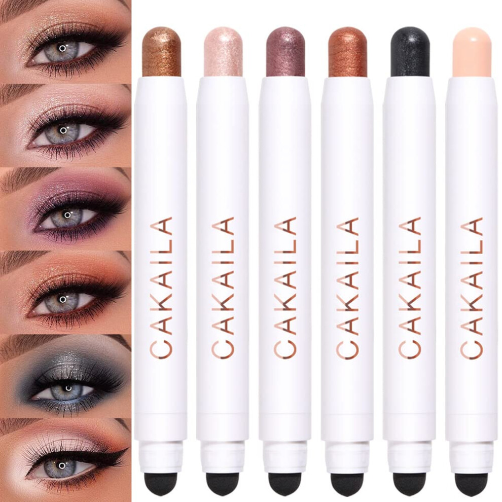 Cream 6Pcs Waterproof Eyeshadow Sticks Set, Matte And Shimmer Twistup Pencils For Eyes
