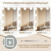 Hollywoodske zrkadlo s osvetlením, USB nabíjacím portom a Bluetooth reproduktorom, kozmetické zrkadlo do spálne, 58 x 46 cm, biela