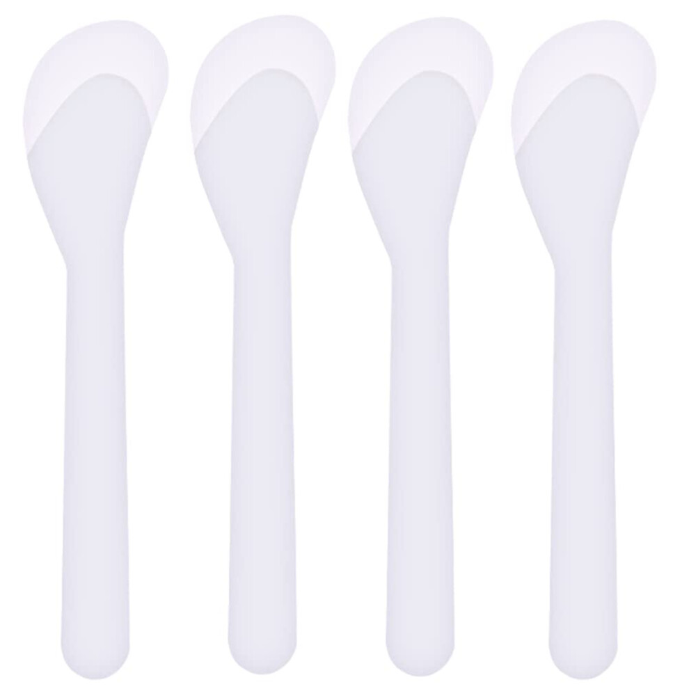 Cream Frosted Clear Cosmetic Spatulas 50 Pack For Face Masks Scoop Reusable Mini Applicator