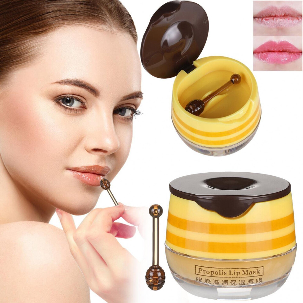 Yellow Moisturizing Honey Lip Mask And Nourishing Propolis Lip Balm For Smooth Hydrated Lips With Wand