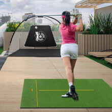 Golfová podložka s 2 gumenými odpaliskami, 2 vyrovnávacími palicami a 6 polohami odpalísk, 152 x 117 cm, hrúbka 27 mm