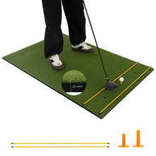 Podložka na golfové odpalisko 2 gumené odpaliská a 2 vyrovnávacie palice 6 pozícií odpalísk 152 x 92 cm hrúbka 20 mm
