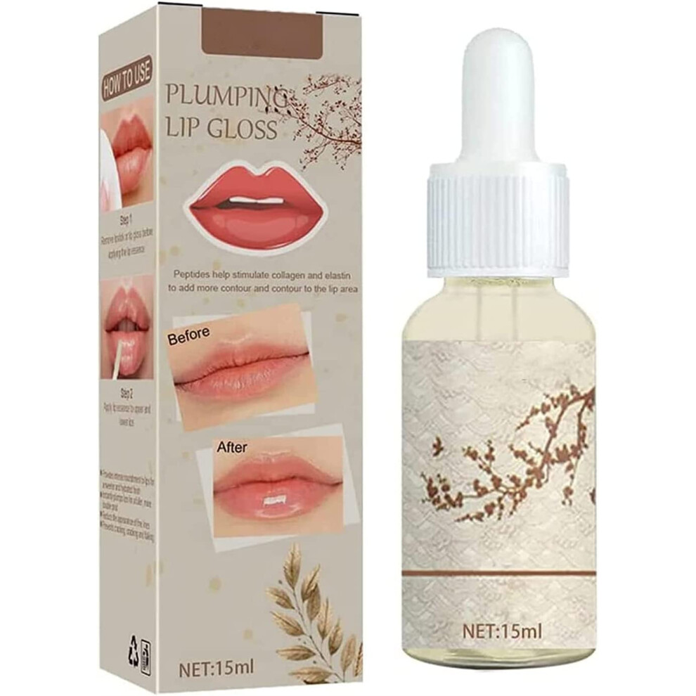 Natural Lip Plumper Gloss with Instant Volume Boost and Moisturizing Oil, 1pcs