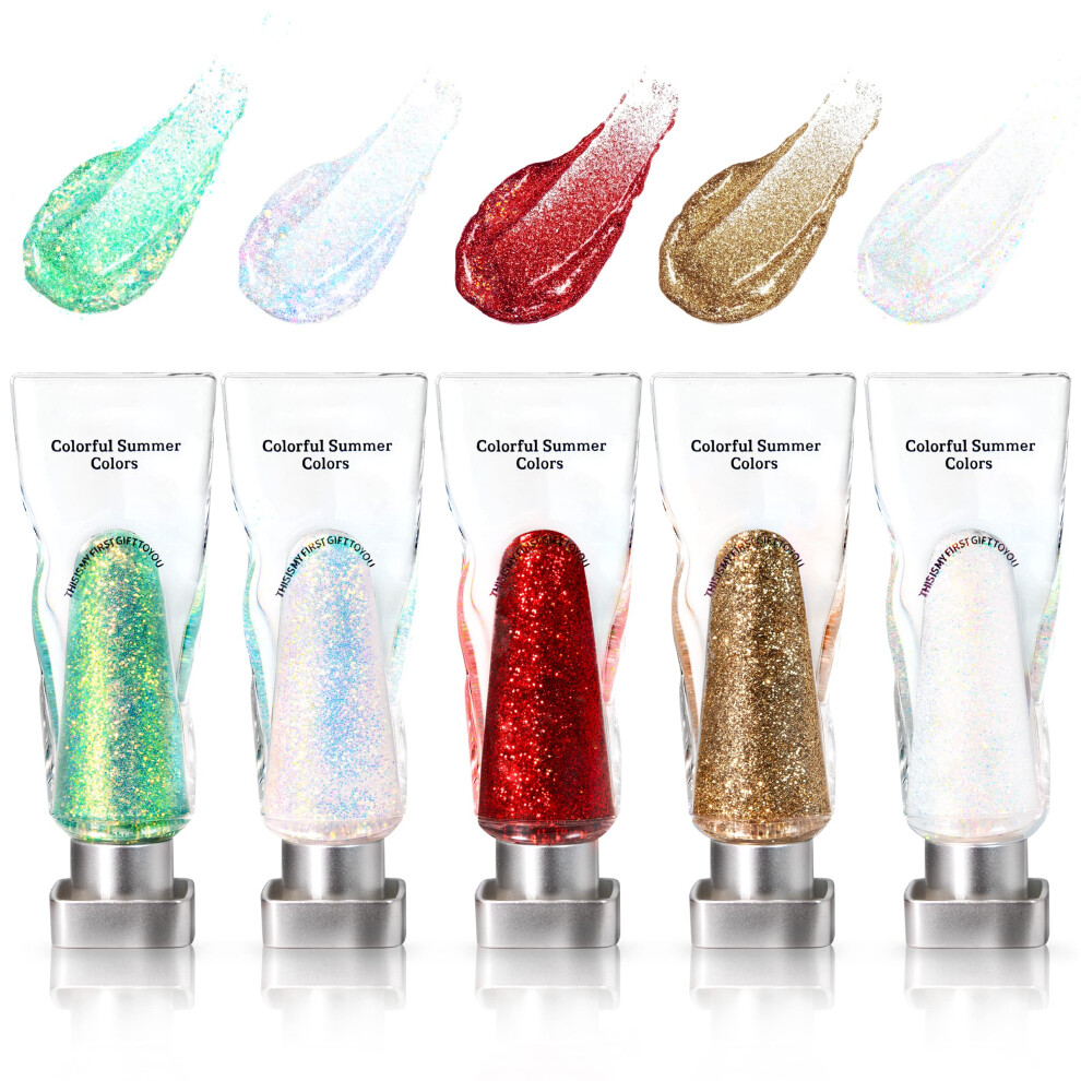 Liquid Glitter Eyeshadow Set 5 Colors Waterproof Long Lasting Metallic Shimmer  Pigment