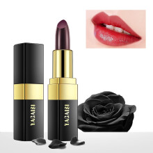 Black Color Changing Lipstick, Temperature Activated Moisturizing Lipstick, Black to Brick Red Shade for Women