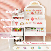 Coiffeuse pour enfants en forme de nuage 2 en 1 coiffeuse avec tabouret table cosmétique blanc