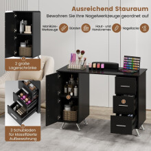 Table de manucure avec armoires à tiroirs et amp; Table de manucure repose-poignets noire