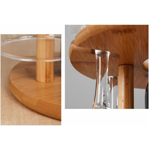 Freestanding Bamboo Wine Glass Rack Tabletop Stemware Holder Compact Foldable Organizer 2
