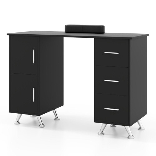 Table de manucure avec armoires à tiroirs et amp; Table de manucure repose-poignets noire 1