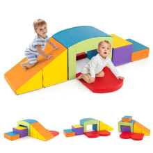 6 pièces. Blocs de construction en mousse Blocs de construction souples avec escaliers tunnel et amp; Rampe colorée