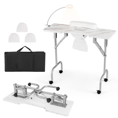 Table de manucure table à ongles pliante avec dépoussiéreur électrique table de manucure blanche 1