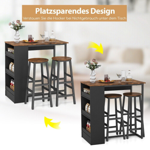 Table de cuisine avec 2 tabourets, table de bistro peu encombrante, table de comptoir, ensemble de table à manger, table de bar 2