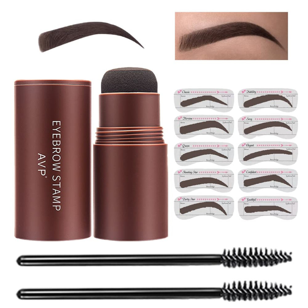 Eyebrow Stamp Kit with 10 Reusable Stencils, Waterproof LongLasting Pomade for Thin and Thick Brows