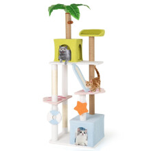 Arbre à chat au design plage avec 2 niches et plate-forme d'observation, tour à chat