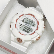 【In stock】Electronic LED Sports Watch For Teenagers Couples Fashion Sports Multifunctional P0P9 White One size