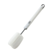 Flaschenbürsten-Set mit langem Griff – Weiches Becherbürsten-Set für Babyflaschen, Wasserflaschen und Gläser, 28 cm (Weiß)