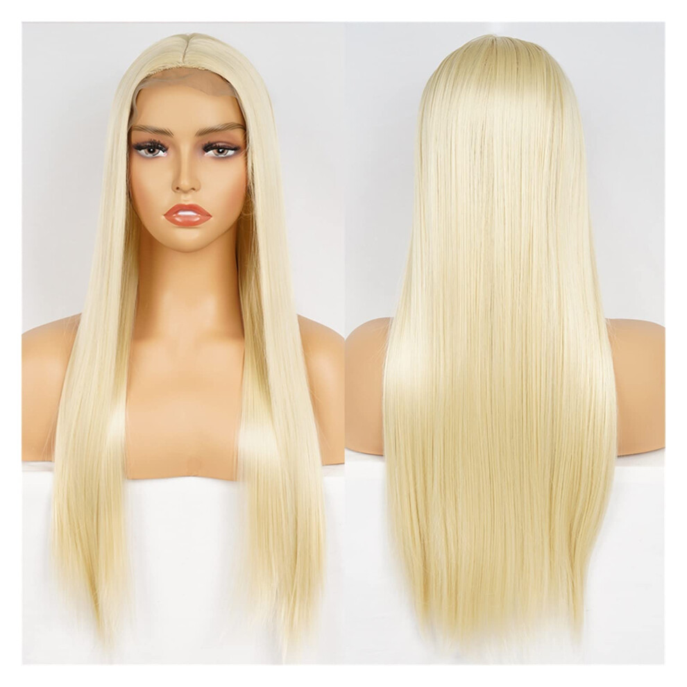 Unisex Synthetic Long Straight Wig For Women, 28 Inch Middle Part, Natural Hairline Heat Resistant Fiber