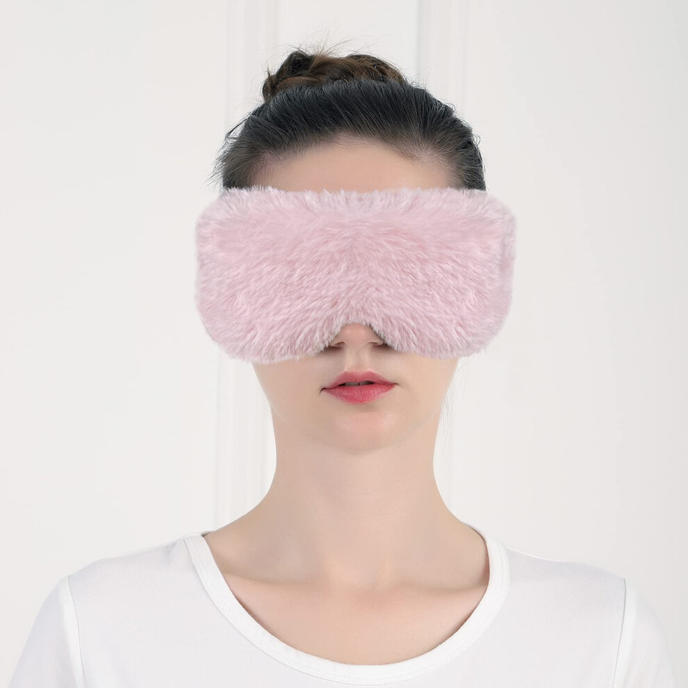 Dark/Pink Heated Eye Mask With Heat Therapy, Cordless Usb Rechargeable Satin Sleep Mask For Dry Eyes And Circles,