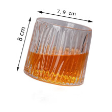 Taça de Whisky Japonês de 300ml com Listras Giratórias, Ideal para Vinho Barley-bree, Brandy e Outros Vinhos. Criativa e Transparente para Uso