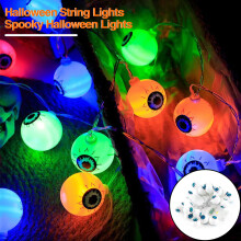 SUSUchens Halloween Geisteraugen-Lichterkette, gruselige LED-Lichterkette mit funkelnden Augäpfeln, warmweiß, 150 cm