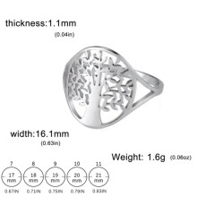 RSAMD Nerezový prsten Strom života pro ženy Vikingský amulet Prsteny na prsty Šperky-9-Stříbro